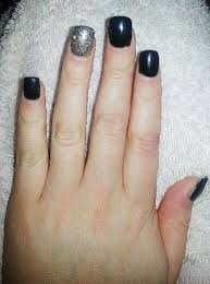 Square Black Acrylic Nails With Glitter Acrylic Tips Black Shellac Square Tips Gold Glitter Ring Finger Black Nails Matte Nails Design Red Nails