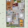 Rumah minimalis 2 lantai dengan pola garis. 1