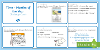 Obviously, two days are equivalent to 0.0658 months. Cfe 1st Level Time Months Of The Year Challenge Cards