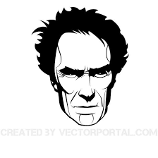 Black And White Vector Portrait Actor Clint Eastwood Vector Portrait Download At Vectorportal Vector Portrait Portrait Actor Clint Eastwood