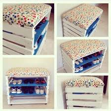 Meuble A Chaussures Banc Placard Bois Etagere Rangement Entree Recup Diy Palette Caisse Meuble Chaussures Palette Meuble A Fabriquer Soi Meme Idee Rangement