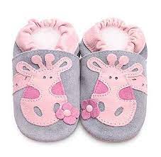 Shooshoos Pink Grey Giraffe Pink Giraffe Leather Baby Shoes Leather Baby