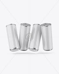 Four Metallic Cans W Glossy Finish Mockup Designs Zone