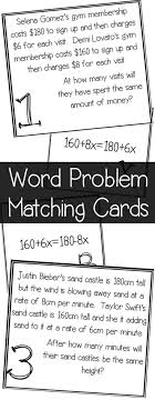Equations With Variables On Both Sides Word Problem Matching Cards Word Problems Math Word Problems Equations