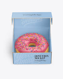 Download Opened Paper Box With Donut Mockup In Box Mockups On Yellow Images Object Mockups