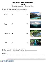 Sources Of Water Worksheet