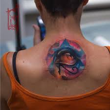 Awesome All Seeing Eye Pyramid Symbol Tattoo On Upper Back By Tymur Denisenko Tattooimages Biz