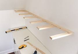 Brace Piece Of Diy Thin Wood Floating Shelves Hung On A Wall Using 1x3 And 1x2 Pine Boards Float Floating Shelves White Floating Shelves Long Floating Shelves