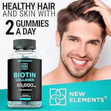 New Elements Biotin Gummies 10000mcg, Hair Skin and Nails Vitamins,  Chewable Hair Growth Supplement for Men & Women, Vegan, Pectin Based,  Strawberry ...