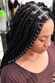 This neon orange box braid bob is a very vibrant hairstyle, even if it's on the short side. Coiffures De Tresse De Boite Pour Prom Treebraids Promhairstyles Box Braids Styling Braided Hairstyles Blonde Box Braids