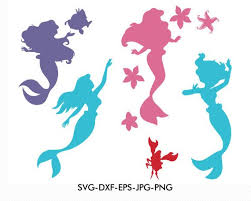 Little Mermaid Silhouettes Svg Disney Ariel Mermaid Silhouette Clipart Eps Png Jpg Files Disney Sv Little Mermaid Silhouette Silhouette Svg Ariel Silhouette