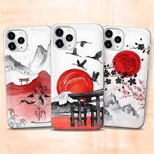 Japanese Style Phone Case Mountain Sun Cover Fits For 12 12 Etsy In 2021 Phone Cases Case Phone