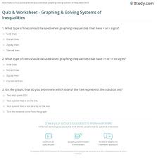 Quiz Worksheet Graphing Solving Systems Of Inequalities Study Com