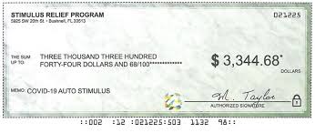 Three thousand three hundred dollars ~ or ~ three thousand three hundred dollars and zero cents $3,300.00: Fake Stimulus Checks Drive Traffic To Used Car Sale