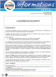 La journée de solidarité est une journée de travail supplémentaire destinée au financement d'actions en faveur de l'autonomie des personnes âgées ou handicapées. La Journee De Solidarite Pdf Telechargement Gratuit