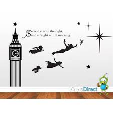 Disney Peter Pan Big Ben Wall Decal Sticker Peter Pan Silhouette Wall Decal Sticker Peter Pan
