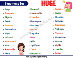 Then take this quiz and let's put your word knowledge to the test! Huge Synonyms List Of 25 Useful Synonyms For Huge In English English Study Online
