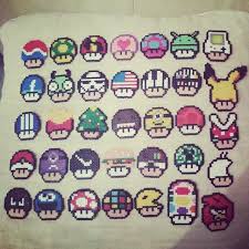 Mario Mushrooms Hama Beads By Alexsanchez026 Perler Beads Designs Perler Bead Art Perler Beads