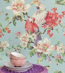 eijffinger lavender dream 322319 blauw rood groen beige bloemen behang eijffinger lavender drea bloemen behang behangpapier schilderen muurschildering behang