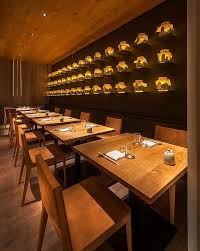 Japanese Restaurant Design Detail A Wall Of Uplit Glass Jars The Recently Complete In 2020 Japanese Restaurant Interior Japanese Restaurant Design Restaurant Interior