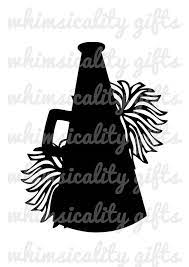 Digital File Cheerleading Megaphone With Pom Poms With Svg Dxf Png Commercial Personal Use Cheerleading Megaphones Cheerleading Silhouette Cameo Projects