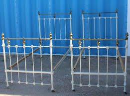 Crafted of solid and compressed woods in a distressed cream. Bargain John S Antiques Antique Pair Of Iron And Brass Twin Size Bed Beds Matching Set Bargain John S Antiques
