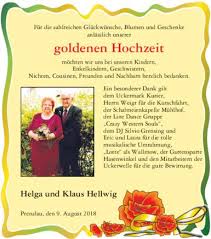 Danksagung Goldene Hochzeit Nordkurier Anzeigen
