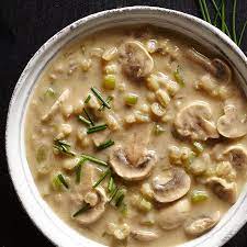 Cream Of Mushroom Barley Soup Recipe Mushroom Barley Soup Vegetarian Soup Creamed Mushrooms