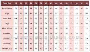 European Size Chart For Pants