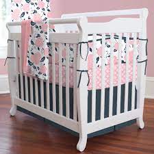 coral and navy floral mini crib bedding mini crib bedding crib bedding girl baby bedding sets