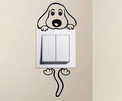 Cute Dog Cartoon Vinyl Decal Size 10cm X 7cm Plus Legs And Tail Light Switc Decoracao 10cm 7cm Cartoon Cute D Duvar Sanati Tuval Sanati Sanat Desen