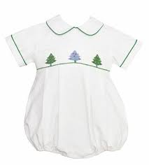 Anavini Baby Boys Winter White Corduroy Smocked Christmas Trees Bubble White Baby Dress Bubble Clothes Christmas Boutique Outfits