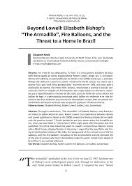 Beyond Lowell Elizabeth Bishop S The Armadillo Alpha