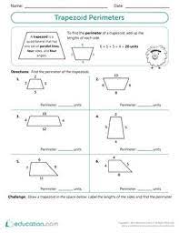 Trapezoid Perimeters Worksheet Education Com Perimeter Worksheets Third Grade Math Worksheets Education Motivation