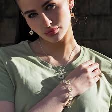 Real Flower Daisy Flores Sterling Silver Link Bracelet