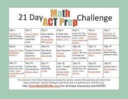 21 Day Math Act Prep Challenge Distance Learning Act Prep Act Math Act Math Practice