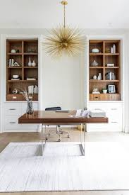 Modern Office With Built Ins And Kelly Wearstler Lighting Home Office Design Office Interior Design Home Office Decor Did you attach the vertical boards to the butcher block somehow it is the weight of the plywood sufficient to hold the. pinterest