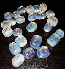 Opalite Stone Rune Set Symbols Gemstone Healing Crystal Runes 25 Pieces Runes Rune Stones Gemstone Healing