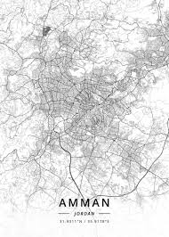 Amman Jordan Poster Print By Designer Map Art Displate Map Art Map Art Print Map Poster