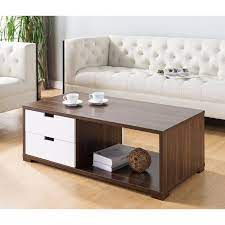 Stylish Coffee Table With Double Sided Drawers Brown Coffee Table Living Room Table Stylish Coffee Table