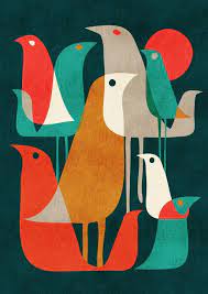 Perfect the look of your living space with carefully chosen wall art that accents your furniture and reflects your home's interior decorating style. Midcentury Modern Retro Flock Of Birds Art Print By Picomodi Society6 Bird Art Print Bird Art Art Prints