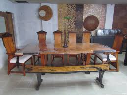 This formal dining room scene features a live edge oak dining table. Dining Table For 10 Made From Narra And Kamagong Wood Dining Table Wood Dining Table Table