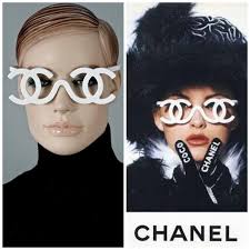 1994 CHANEL White CC Logo Futuristic Sunglasses