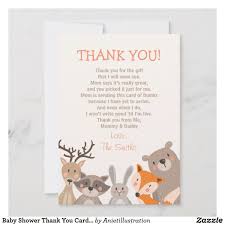 Baby Shower Thank You Card Woodland Zazzle Com Baby Thank You Cards Baby Shower Thank You Gifts Baby Shower Thank You