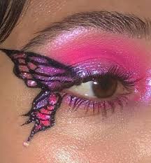 Butterfly Y2k Eye Makeup Pink Aesthetic Glitter Eyeshadow Makeup Looks Creative Makeup Looks Pretty Makeup