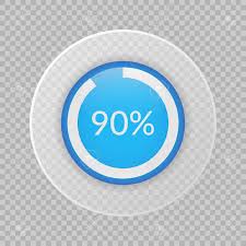 90 percent pie chart on transparent background percentage vector