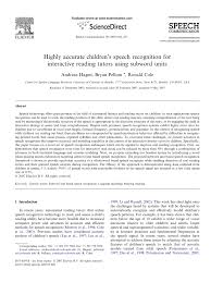 Network delay estimation and network congestion detection can both be modeled as underdetermined systems of linear equations where the coefficient matrix is the network routing matrix. Pdf Highly Accurate Children S Speech Recognition For Interactive Reading Tutors Using Subword Units