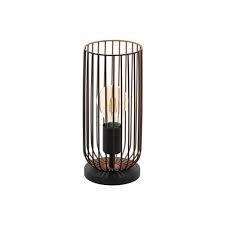 With an elegant brushed brass finish, this table lamp features an intricately designed metal wire cage base and comes with a fabric drum shade. Roccamena Wire Cage Table Lamp 49646 The Lighting Superstore