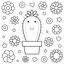 Coloring in a cactus page can be done at home as both an entertaining and educational activity. Coloring Page Vector Illustration Of A Cactus Royalty Free Cliparts Vectors And Stock Illustration Image 97278044