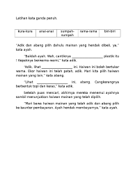 Bahasa melayu tahun 3 kata ganda penuh worksheet. Latihan Kata Ganda Penuh Petikan